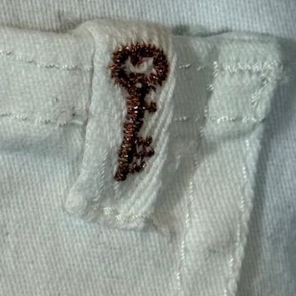 Copper Key White Denim Stretch Cotton Shorts Fringe Fray Hem - Picture 9 of 12